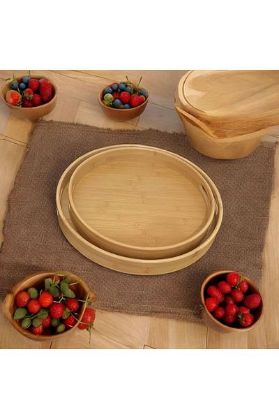 Enyaza Home Set of 2 Bamboo Trays for Tea and Presentation