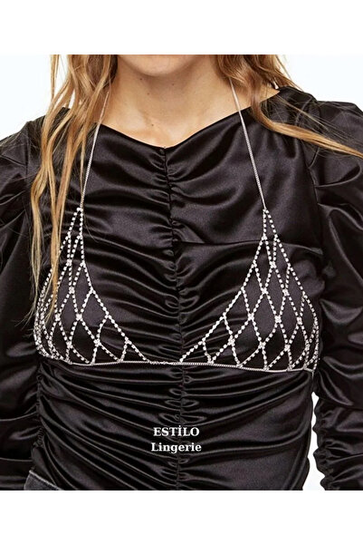 Estilo Lingerie Parlak Zirkon Taşlı Crop Taşlı Bralet Taşlı Elbise Aksesuarı ...