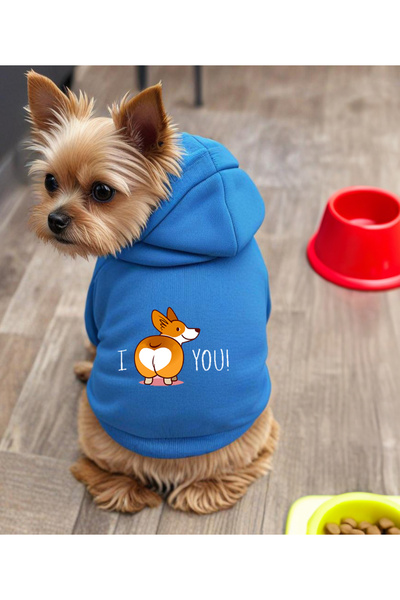 petite pati Mavi love u Baskili Köpek Kıyafeti Sweatshirt