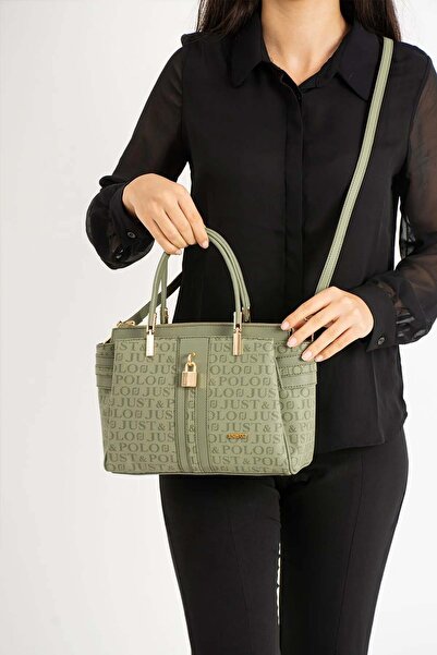 Miami Polo Women's Lacos Leather Lock Detailed Shoulder & Hand Bag