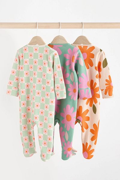 Next Baby 100% Organic Cotton Green Floral Patterned 3-Piece Sleeping Bag Set Alyb47269