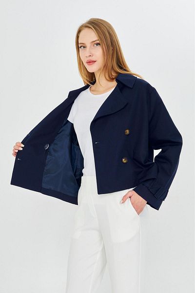 PASTELASTORE 100% Cotton Gabardine Lined Oversize Wide Fit Women's Crop Short Trench Coat 1122