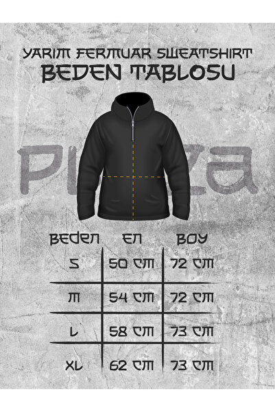 Plaza Butik Унисекс суитшърт от полар, памучен, голям размер - с половин цип, щампа на яка стойка