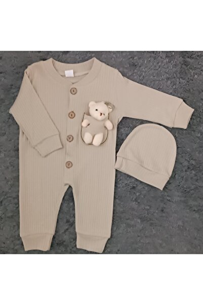 MİNİCEY BABY 100% Cotton Baby Jumpsuit with Hat Long Sleeve Seasonal Jumpsuit