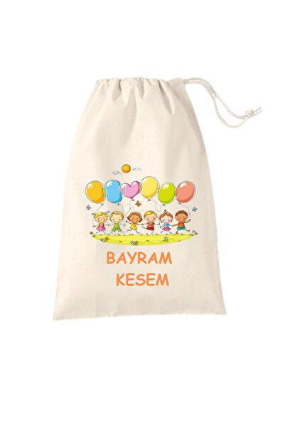 Elbasan Tekstil 5 Adet Bayram Harçlık kesesi Balon Ham bez Kese 13 x 15 cm