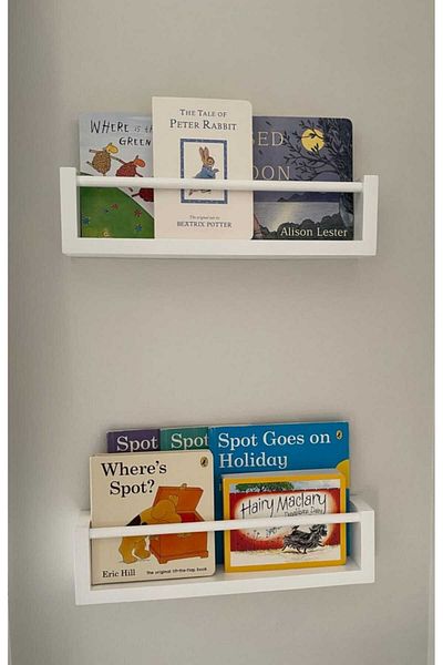 EGN WOODS رف كتب جداري لغرفة الأطفال مقاس 2 × 30 سم - لرف الحمام