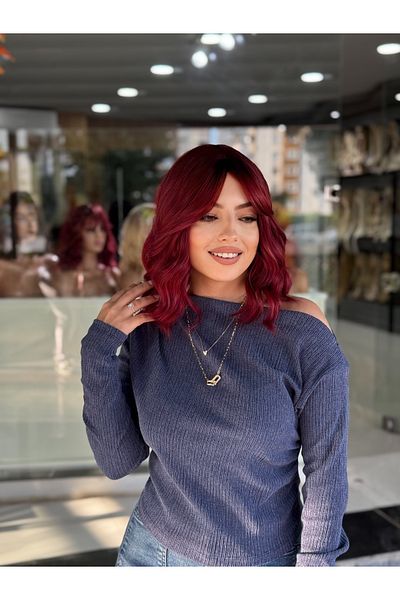 Fenomen Peruk Exclusive Red Wavy Wig Model - New Vip Model