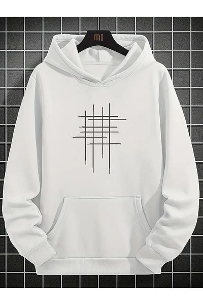 LEIVOR Φούτερ με στάμπα Hashtag Λευκό Unisex με κουκούλα