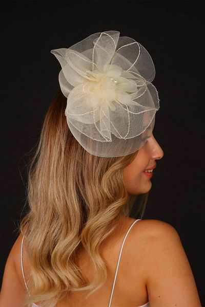 Hobigram Cream Wedding Hat Vualet Sonay Bridal Accessory Hair Accessory – Party Hat, Stylish Design