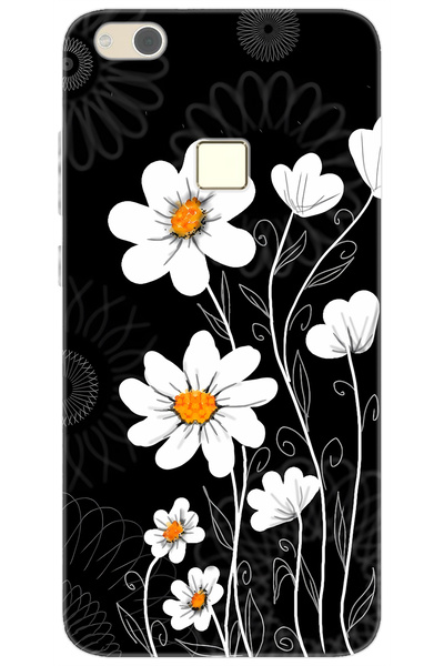 Ceppare Huawei P10 Lite (WAS-LX1A) Uyumlu Kılıf Desen Baskılı Silikon Papatya...