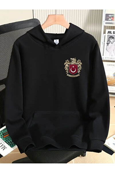 l'eivor Bozkurt Sembol Türkiye SIRT ve Ön Baskılı Unisex Astarlı Kapüşonlu Üç İplik Sweatshirt