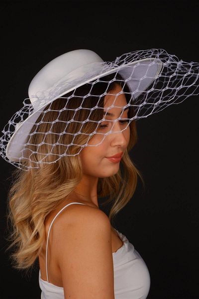 Hobigram Off White Wedding Hat Vualet Emma Tulle Bridal Accessory Hair Accessory