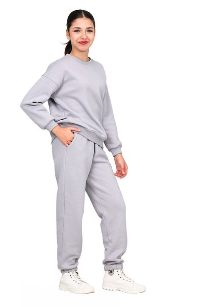 ERDEM KIDS Girl-Boy Children's 3-Thread Rubberized Cotton Basic Crew Neck Tracksuit Set