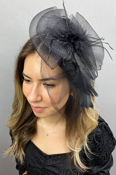 Hobigram Black Tulle Wedding Hat Vualet Sara Bridal Accessory Hair Accessory – Party Hat, Stylish Design