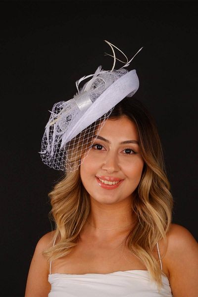 Hobigram Off White Wedding Hat Vualet Lilac Mesh Lace Bridal Accessory Hair Accessory