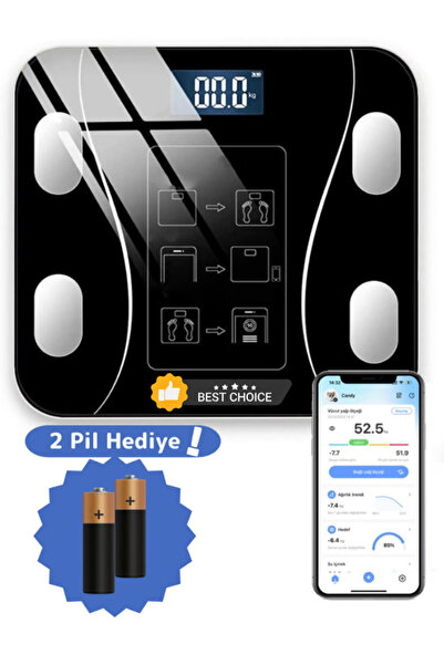 CREACTOR Dijital Baskül Yağ Su Kas Vücut Kitle Endeksi Kilo Ölçer Tartı BT03