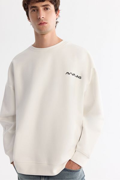 Avva Ανδρικό φούτερ Ecru Crew Neck Elastane A42y1248