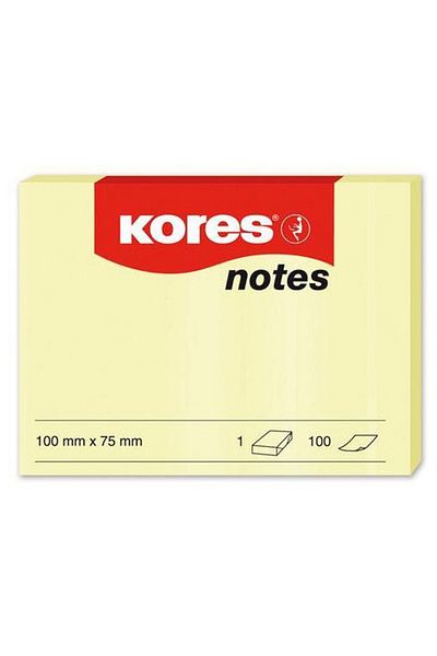 kores ورق ملاحظات أصفر - 100x75 مم، لاصق، 100 صفحة 46100
