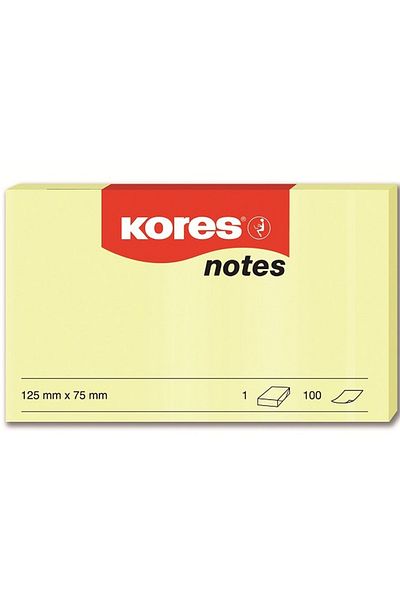 kores ورق ملاحظات أصفر - 125x75 مم، لاصق، 100 صفحة 46125