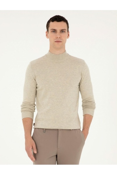 Pierre Cardin Πλεκτό πουλόβερ με μισό ζιβάγκο με λεπτή εφαρμογή - 50% βαμβάκι και 50% ακρυλικό (Özse Giyim)