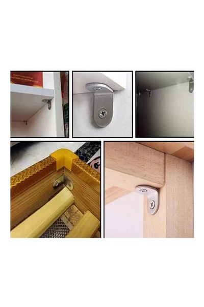 MR.BRACKET 25 Ad. L Demir Gönye Köşebent 15x27x27mm - Mobilya Dolap Raf Masa Çekmece Köşe Sabitleme Birleştirme