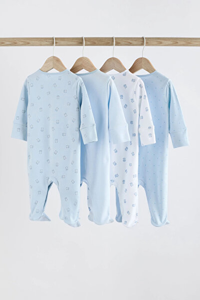 Next Baby %100 Organik Pamuk  Mavi  Minik Ayı Desenli 4’lü Uyku Tulumu Set ALYK79478