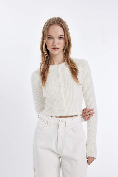 DeFacto Coool Slim Fit Slim Fit Crew Neck Knitwear Cardigan Z9318Az24Wn