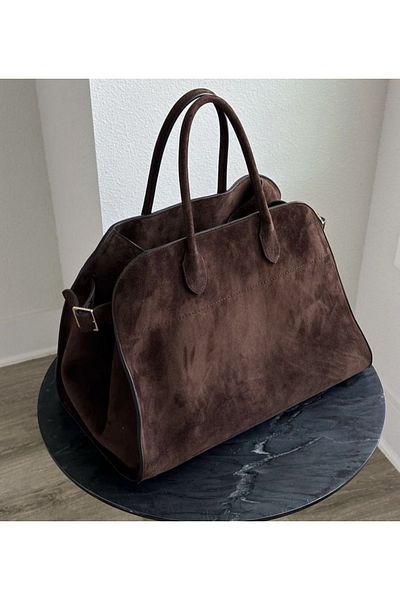 mèche atelier since 2024 Geantă Lisa Bitter Brown din piele intoarsa pentru dama