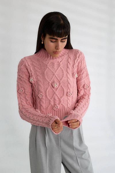 Robin Pearl Floral Decorated Knitwear Sweater