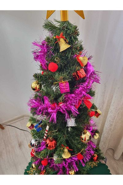 Leva House New Year's Glitter Ornament - Spiral and Tree Mixed Purple