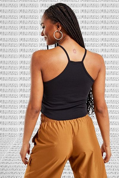 Nike Essential Cami Tight Fit Tank Top Black Lycra Ribbed Strap Women's Undershirt Black