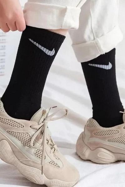 Nike Чифт от 3 памучни чорапи с възглавнички, чифт от 3 памучни спортни чорапи, черни