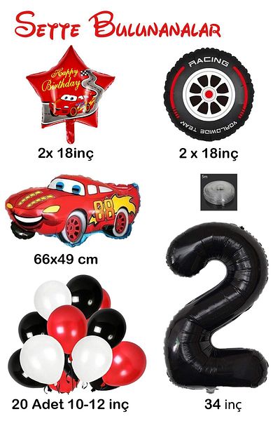 Patladı Gitti Set de baloane pentru petrecerea de aniversare tematică Cars de 2 ani