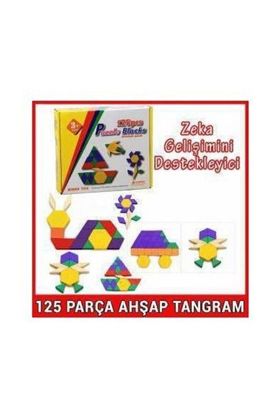 Okçu Wooden 125 Piece Tangram Puzzle with Tangram Gift
