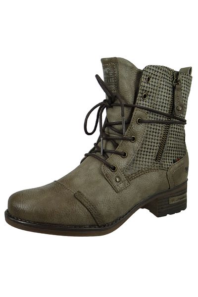 Mustang Damen Sportliche Stiefelette Winterschuhe 1229510 Grau 318 taupe Lederimitat/ Textil