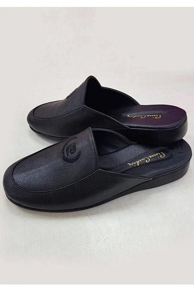 Pierre Cardin 289-2 Ανδρικές δερμάτινες παντόφλες με κεντημένη προίκα γαμπρού