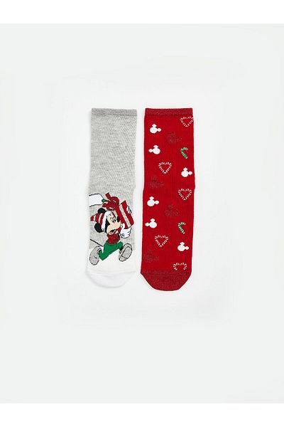 LC Waikiki Pachet de 2 șosete pentru femei LCW Minnie Mouse Printed