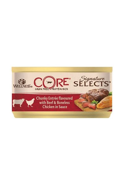 wellness Core Signature Selects Chunky Beef & Chicken in Sauce Cat Wet Food - 79 g - Pack of 24