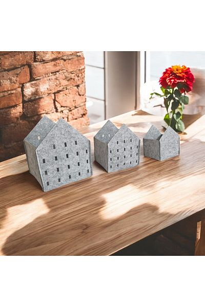 Next Craft 3 Pieces Decorative Box Organizer - Felt Basket, Multi-Purpose