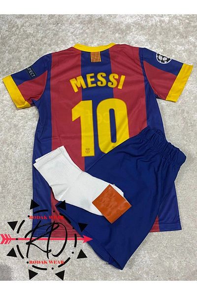 yenteks Messi Kids Jersey Barcelona,2011/12 Season Retro Jersey+Shorts+Socks+Wristband