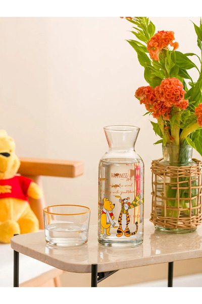 LC Waikiki Karışık Winnie the Pooh Baskılı Bardak Kapaklı Cam Karaf Sürahi 70...