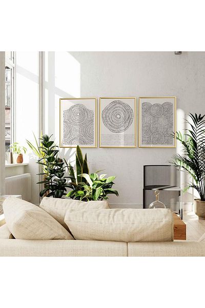 Linacci Set of 3 Gold Metal Frame Modern Black Glass Table