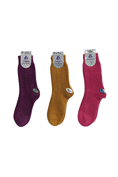 aryün КОМПЛЕКТ ОТ 3 БЕЗШЕВНИ ЦВЕТНИ ВЪЛНЕНИ ЧОРАПИ ЗА ДАМСКИ ЧОРАПИ