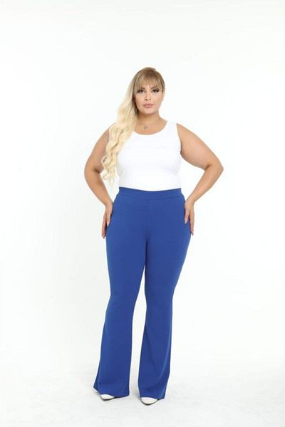 Esina Pantaloni Diver / Scuba Fabric pentru femei cu picior evazat
