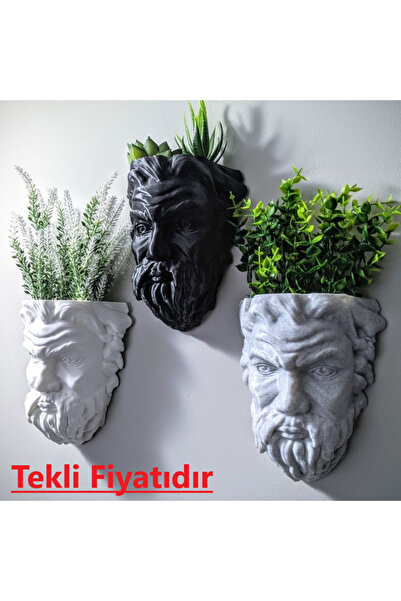 Cem3d Dekoratif beyaz renkli zeus duvar saksısı 15cm