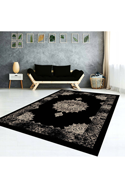 AACAP Gece Çiçeği Göbekli Modern  Lastikli Halı Örtüsü