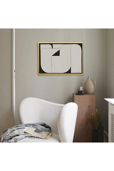 Linacci Set de picturi pe sticlă cu poster modern orizontal cu un singur cadru metalic auriu