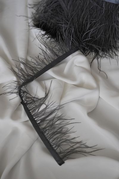 İstoria Bridal 50cm Gray Gooseneck Feather - Otriş and Hobby Decorating Feather Decorative Strip
