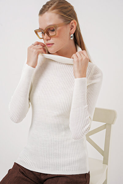 Bigdart Πλεκτό πουλόβερ ζιβάγκο 10311 - Λευκό