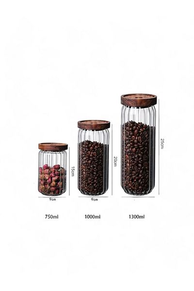 Mirilliahome 3-Piece Acacia Vacuum Lid Jar Set - Acacia Jar